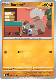 Rockruff 116/197 Common card from Obsidian Flames