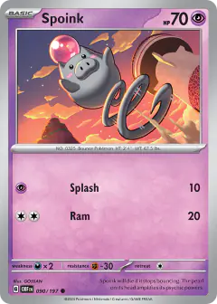 Spoink 090/197 Common card from Obsidian Flames