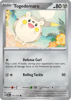 Togedemaru 151/197 Common card from Obsidian Flames