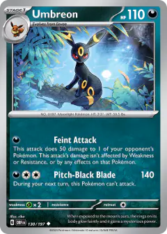 Umbreon 130/197 Uncommon card from Obsidian Flames