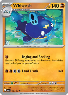 Whiscash 109/197 Uncommon card from Obsidian Flames
