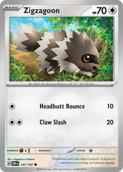 Zigzagoon 167/197 Common card from Obsidian Flames