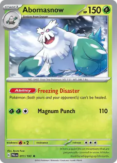 Abomasnow 011/193 Rare card from Paldea Evolved