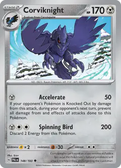 Corviknight 148/193 Uncommon card from Paldea Evolved