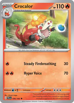 Crocalor 036/193 Uncommon card from Paldea Evolved
