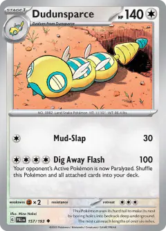 Dudunsparce 157/193 Uncommon card from Paldea Evolved