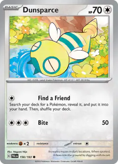 Dunsparce 156/193 Common card from Paldea Evolved