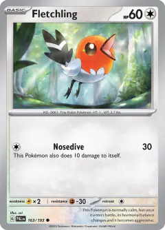 Fletchling 163/193 Common card from Paldea Evolved