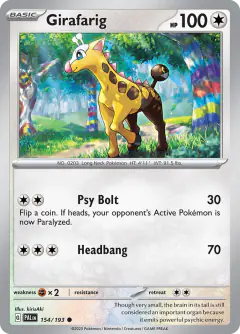 Girafarig 154/193 Common card from Paldea Evolved