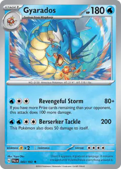 Gyarados 043/193 Rare card from Paldea Evolved