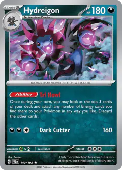 Hydreigon 140/193 Rare card from Paldea Evolved