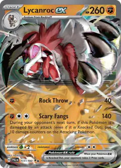 Lycanroc ex 117/193 Double Rare card from Paldea Evolved