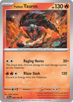 Paldean Tauros 028/193 Uncommon card from Paldea Evolved