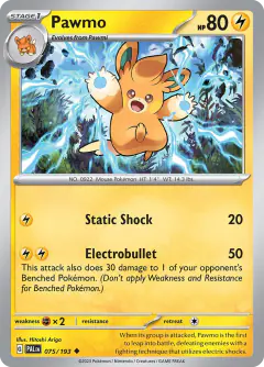 Pawmo 075/193 Uncommon card from Paldea Evolved
