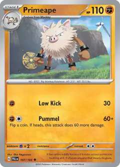 Primeape 107/193 Uncommon card from Paldea Evolved