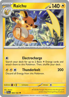 Raichu 064/193 Uncommon card from Paldea Evolved
