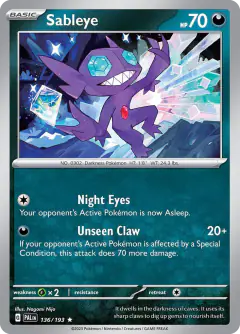 Sableye 136/193 Rare card from Paldea Evolved
