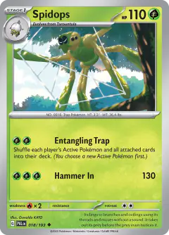 Spidops 018/193 Uncommon card from Paldea Evolved