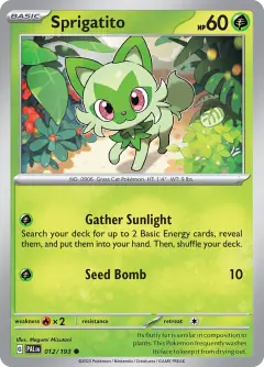 Sprigatito 012/193 Common card from Paldea Evolved