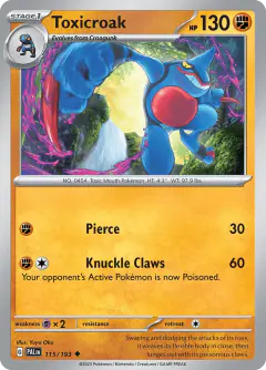 Toxicroak 115/193 Uncommon card from Paldea Evolved