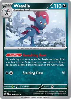 Weavile 134/193 Rare card from Paldea Evolved
