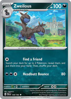 Zweilous 139/193 Uncommon card from Paldea Evolved