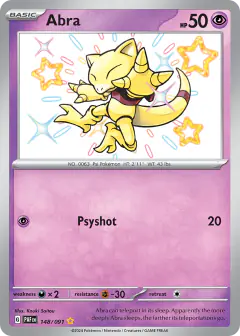 Abra 148/091 Shiny Rare card from Paldean Fates