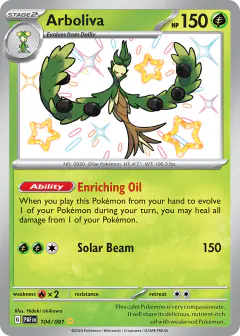 Arboliva 104/091 Shiny Rare card from Paldean Fates
