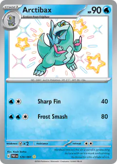 Arctibax 129/091 Shiny Rare card from Paldean Fates