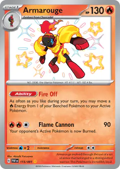 Armarouge 115/091 Shiny Rare card from Paldean Fates