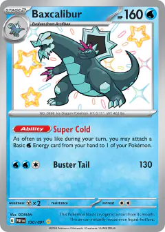 Baxcalibur 130/091 Shiny Rare card from Paldean Fates