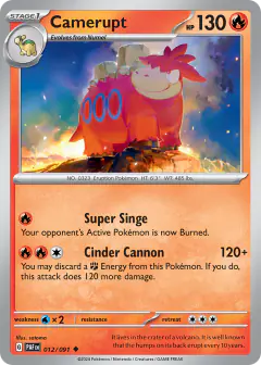 Camerupt 012/091 Uncommon card from Paldean Fates