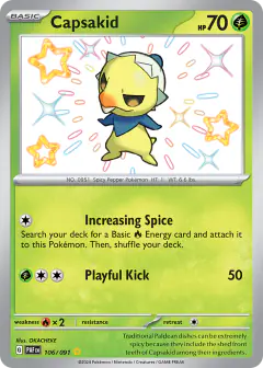 Capsakid 106/091 Shiny Rare card from Paldean Fates