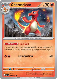 Charmeleon 008/091 Uncommon card from Paldean Fates