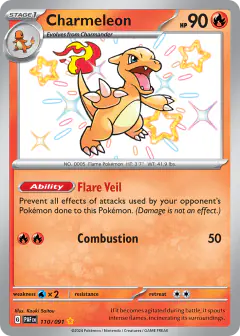 Charmeleon 110/091 Shiny Rare card from Paldean Fates