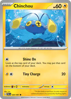 Chinchou 020/091 Common card from Paldean Fates