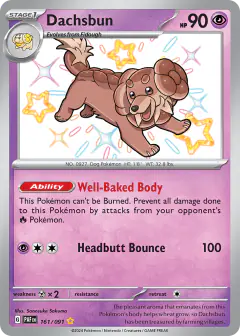 Dachsbun 161/091 Shiny Rare card from Paldean Fates