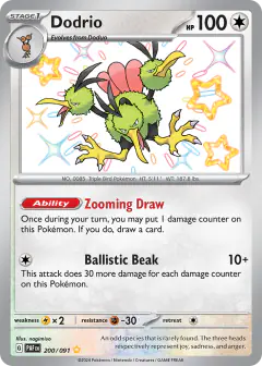 Dodrio 200/091 Shiny Rare card from Paldean Fates