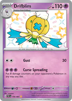 Drifblim 156/091 Shiny Rare card from Paldean Fates