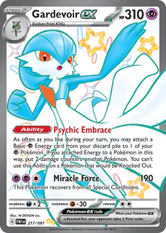 Gardevoir ex 217/091 Shiny Ultra Rare card from Paldean Fates