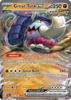 Great Tusk ex 053/091 Double Rare card from Paldean Fates