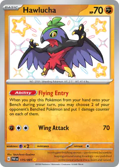 Hawlucha 175/091 Shiny Rare card from Paldean Fates