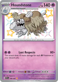 Houndstone 168/091 Shiny Rare card from Paldean Fates
