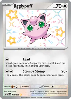 Jigglypuff 198/091 Shiny Rare card from Paldean Fates