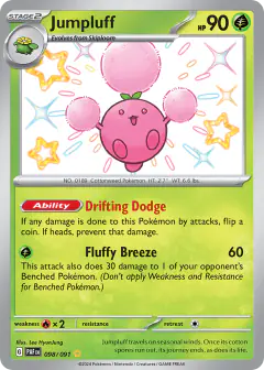 Jumpluff 098/091 Shiny Rare card from Paldean Fates