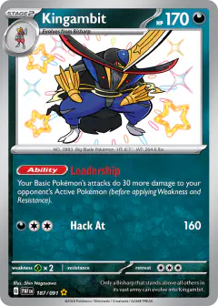 Kingambit 187/091 Shiny Rare card from Paldean Fates