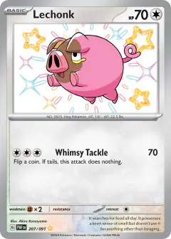 Lechonk 207/091 Shiny Rare card from Paldean Fates