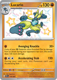 Lucario 174/091 Shiny Rare card from Paldean Fates
