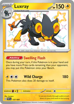 Luxray 137/091 Shiny Rare card from Paldean Fates