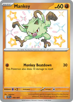 Mankey 169/091 Shiny Rare card from Paldean Fates